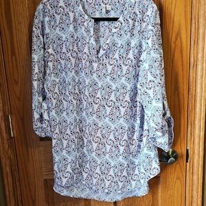 Cato Blue and White Paisley Blouse, 14/16w